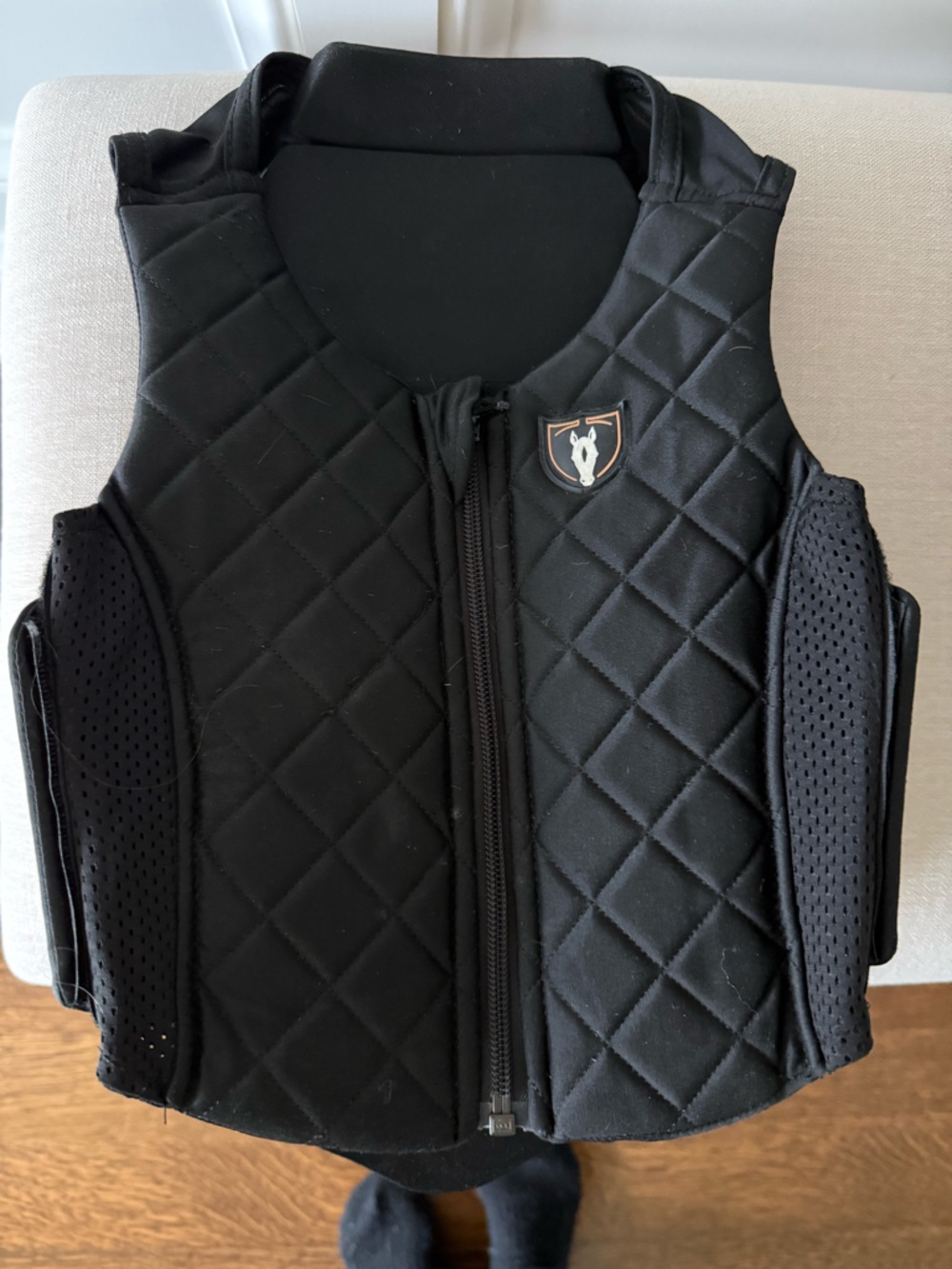 Quilted Black Vest with Shield Logo